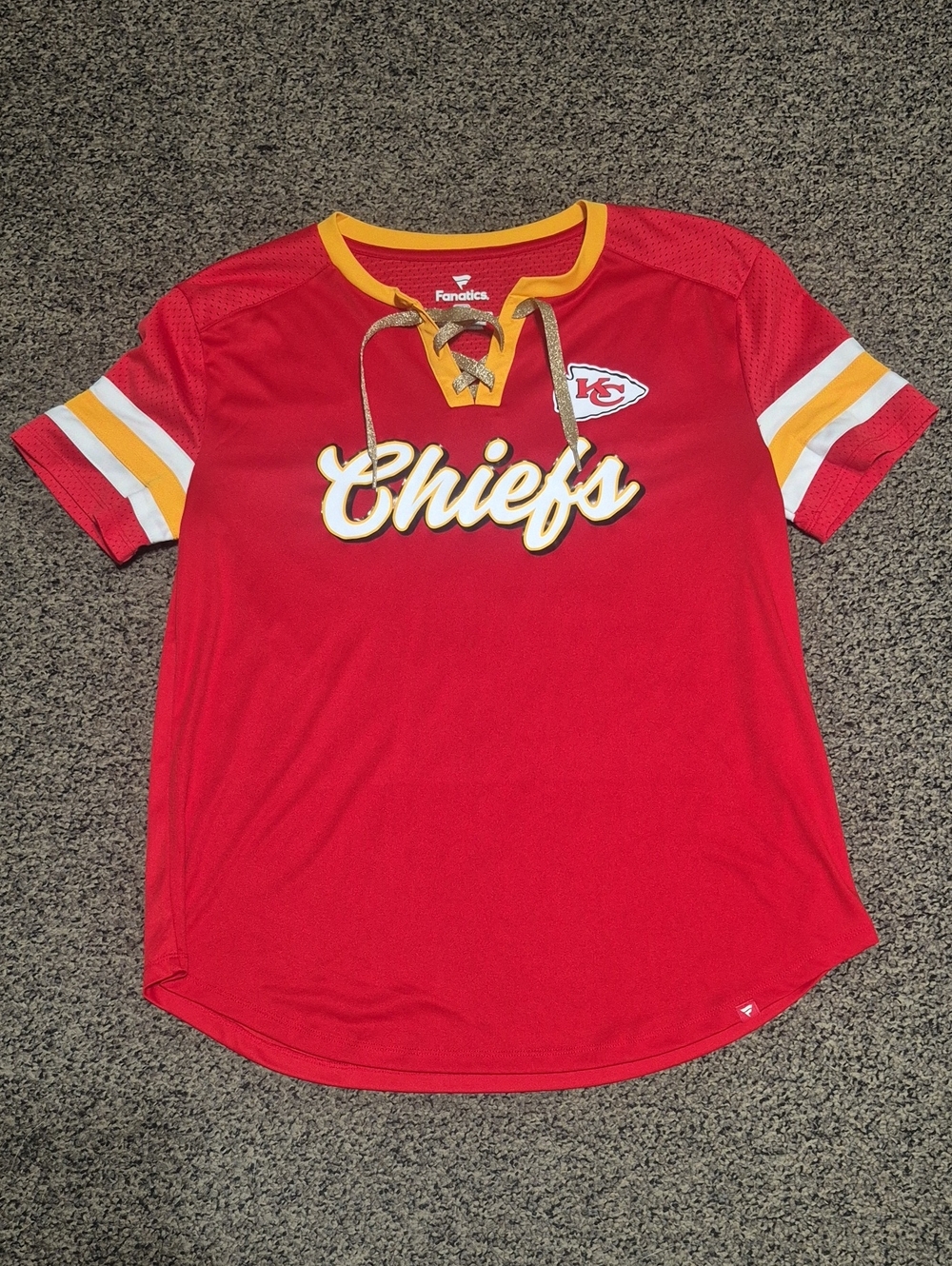 Red Kansas City Chiefs Fanatics Lace-Up Women's Jersey Top